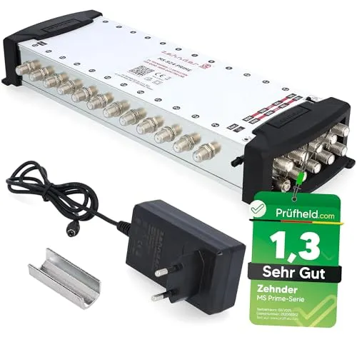 ZEHNDER 9/24 Multischalter für 2 Satelliten - Multischalter für 2 Satelliten und 24 Teilnehmer, ausgezeichnet mit SEHR GUT (Note 1,3) für exzellente Signalqualität und einfache Installation.