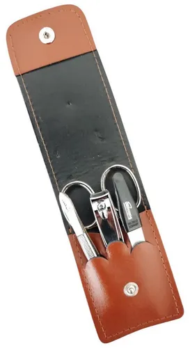 EloModa Maniküre-Kosmetik-Etui 4-teiliges Solingen* Maniküre Set mit echt Leder Etui, Nagelschere, 4 tlg., Made in Germany
