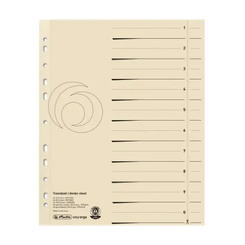 Herlitz 10840205 Trennblatt A4 chamois (100er, Kraftkarton Druck) (1, A4)