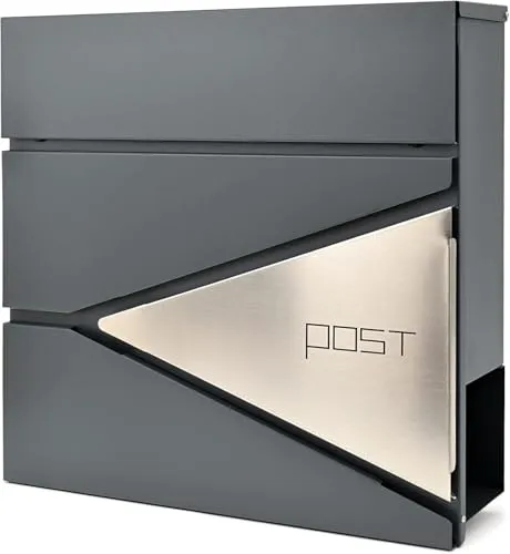 Verda Designer Wandbriefkasten mit Zeitungsfach und Edelstahl - Wandbriefkasten mit integriertem Zeitungsfach, wetterfest und mit verstecktem Schloss für optimale Sicherheit und Ästhetik. Ideal für jeden Eingangsbereich!