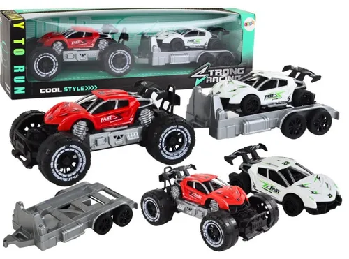 Lean Toys Auto Terenowe Czerwone Laweta Pojazd Sportowy Zestaw