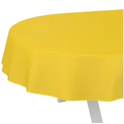 ANRO Wachstuch Tischdecke oval Gelb 220x140 cm - Wasserabweisende und abwaschbare Tischdecke in Textil-Optik, ideal für drinnen und draußen. Pflegeleicht und strapazierfähig, perfekt für Gartenpartys und Camping.