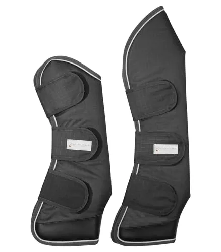 WALDHAUSEN Transportgamaschen Comfort Line, schwarz/weiß, WB - Gamaschen & Schützer für Pferde, anatomisch geformt mit stoßabsorbierendem Schaum und weichem Fleece-Innenfutter für optimalen Schutz und Komfort.