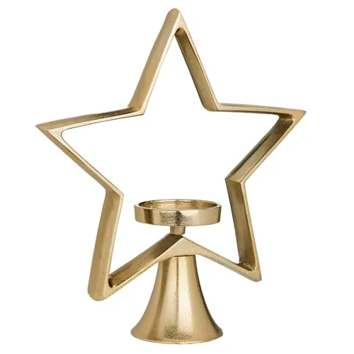 EGLO LIVING Deko Stern Mukayle, stehender Weihnachtsstern mit Kerzenhalter, Weihnachtsdeko Fensterbank, Tischdeko Weihnachten für Stumpenkerzen, Metall in Gold, 31 x 34 cm
