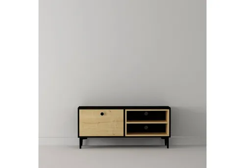 moebel17 TV-Regal Alto Safir Schwarz - Modernes TV Lowboard in Holzoptik, pflegeleichte Oberfläche und hochwertige Melaminbeschichtung für langlebige Nutzung.