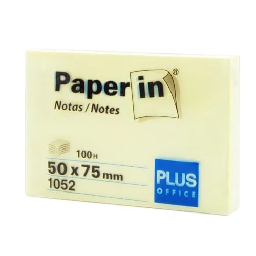Plus Office Haftnotizblock, gelb, Haftnotizen für Büro, Schule, Universität, für schnelle Notizen und Erinnerungen, Block mit 100 Blatt (50 x 75 mm, 1 Stück)