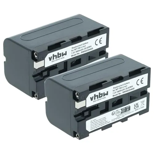 vhbw 2X Akku kompatibel mit Sony DCR-TV900E, DCR-VX2000, DCR-TRV900, DCR-TV900, DCR-VX1000 Videokamera Camcorder (3600 mAh, 7,2 V, Li-Ion)