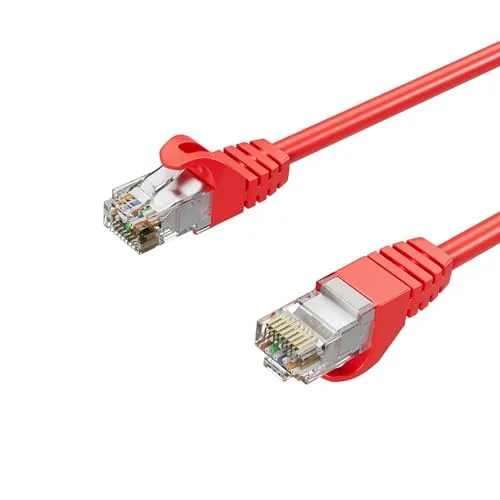 Netzwerkkabel RJ45 LAN Kabel, Ethernet Kabel, S/FTP, PIMF, Rohkabel Cat 7 Halogenfrei Rot 30,00m