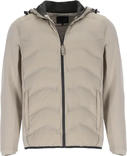 Baumfuchs Herren Hybridjacke mit verstellbarer Kapuze – Bequeme Outdoor-Jacke in Kitt Größe XXL