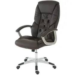 PROREGAL Profi-Bürostuhl XXL | HxBxT 125x68x77 cm | Sitzhöhe 51cm | 150kg belastbar Kunstleder | Braun | Chefsessel Drehstuhl