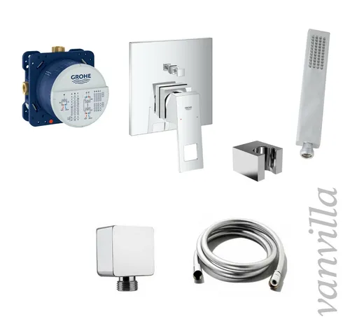 vanvilla Wannenset Handbrause mit Wannenarmatur Grohe Unterputz G20 poliert