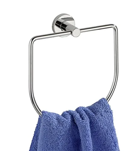 WENKO Power-Loc® Handtuchring Elegance - Befestigen ohne bohren, Zinkdruckguss, 16.5 x 18 x 5 cm, Chrom