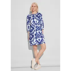 STREET ONE Tunikakleid mit All-Over Print in Deep Water Blue - Kleider, lässiges Tunikakleid aus 100% Leinen, kühlend und pflegeleicht – perfekt für warme Tage!