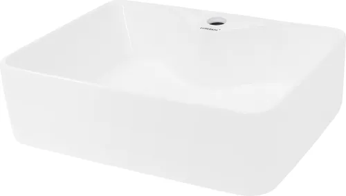 ECD Germany Design Waschbecken 480x380 mm - Modernes Aufsatzbecken aus hochwertiger Keramik - Waschbecken aus robuster Keramik mit minimalistischem Design, ideal für moderne Badezimmer und einfach zu installieren.