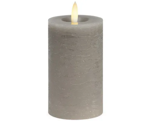 matches21 HOME & HOBBY LED-Kerze LED Stumpen-Kerzen 4er Set Echtwachs-Kerzen flackernd 7x12 cm taupe (4-tlg), Mit beweglicher Flamme, Fernbedienung & Timer für Adventskranz