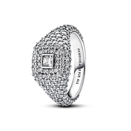 PANDORA Timeless Pavé-Quadrat Cocktailring aus Sterling Silber - Eleganter Damenring aus Sterling Silber mit funkelndem Zirkonia, ideal für festliche Anlässe und alltägliche Eleganz.