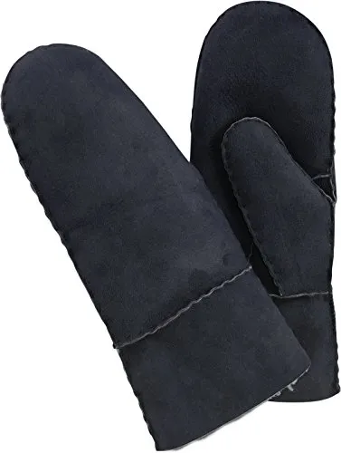 Harrys-Collection Damen Herren dicke Fäustlinge aus Lammfell in 4 Farben, Farben:schwarz, Handschuhgröße:8
