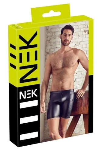 NEK Herren Radler M - figurbetonte Fetish-Radler für Männer, eingefasster Front-Reißverschluss, edler Matt-Look, Gesteppte Seitentaschen, schwarz, 150 g