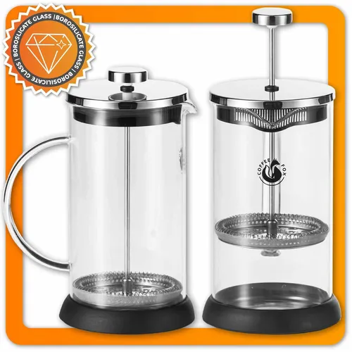 CoffeeFox French Press aus Glas | 1 Liter Pressfilterkanne Desgin Kaffeebereiter