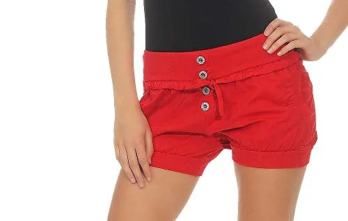 Malito Damen Hotpants in Rot - Bequeme Bermuda für den Sommer - Damen-Shorts mit lockerem Schnitt, breitem Tunnelzugbund und zwei praktischen Taschen. Ideal für den Strand und vielseitig kombinierbar.