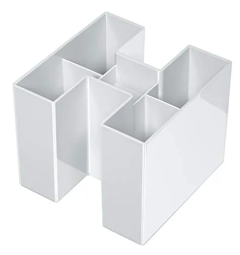 HAN Schreibtischköcher BRAVO - ein echter Blickfang: trendy, hochglänzend und erweiterbar mit 5 Fächern, lichtgrau, 17455-11