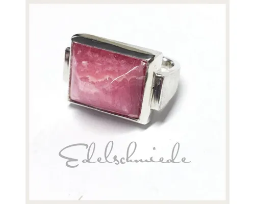 Edelschmiede925 Silberring handgefertigter Silberring 925/- mit Rhodochrosit Cabochon #56