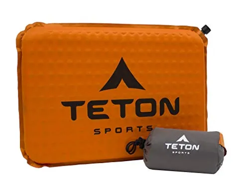 TETON Sports Camping-Sitzkissen, Stadionsitz, Bürostuhl, Auto-Pad, aufblasbar, orange, 43,2 x 30,5 x 3,8 cm