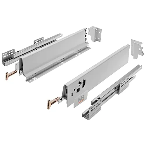 GTV - Modern Box Schublade I L=500mm H=83 mm I Grau I Leises Schließen I Belastung bis zu 40 kg I Einfache Installation I Synchronisation des Fahrweges der Führungen I PB-D-KPL500A
