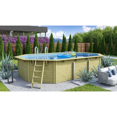 Karibu Achteckpool Massivholzpool kdi - Swimmingpools - Genießen Sie Freibadfeeling im eigenen Garten mit diesem witterungsbeständigen Massivholzpool, der über 19.000 Liter fasst und einfach zu montieren ist.