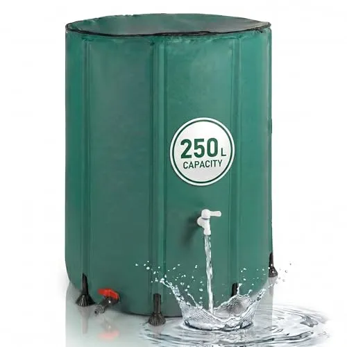 Relaxdays Regentonne faltbar 250L mit 2 Hähnen – Praktisches Wasserfass für Garten und Balkon