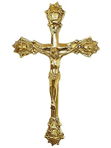 zeitzone Wandkreuz aus Messing Kreuz zum Aufhängen Jesus-Christus Kruzifix 32cm