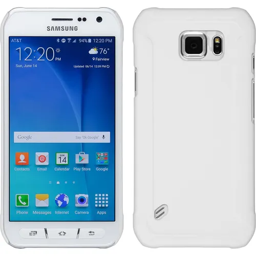 Hardcase für Samsung Galaxy S6 Active Hülle weiß gummiert + 2 Schutzfolien