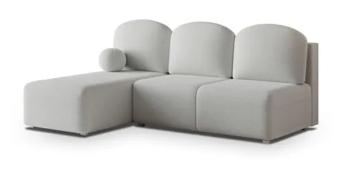 Masseno Ecksofa Trama Q mit Schlaffunktion L-Form, Sofa mit Bettkasten, Wohnzimmersofa, Couch, Soffa, Bettsofa, Couchgarnitur- Hellgrau, Quelle 83