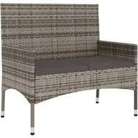 Gartenbank 2-Sitzer mit Kissen Grau Poly Rattan - Bänke in elegantem Grau, inklusive bequemer Kissen für maximalen Sitzkomfort im Garten oder auf der Terrasse.