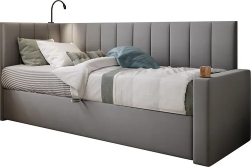 Produktbild TRADA Tokio Jugendbett Boxspringbett 90x200 mit Kopfteil in Grau