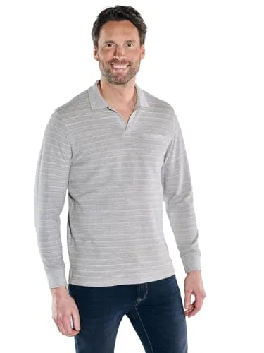engbers Herren Herren Langarm-Shirt mit Polo-Kragen, Silbergrau, 38336, Silbergrau in Größe XL