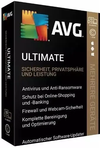 AVG Ultimate VPN Antivirus TuneUp 10 Geräte 1 Jahr 5 Minuten Versand