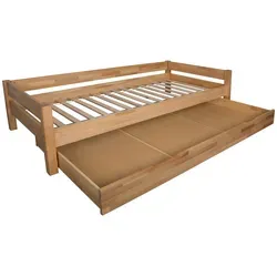 Bubema Duo Bett mit Bettkasten aus massiver Buche - Betten mit Stauraum für Kinder- und Jugendzimmer, stabil aus Buchenholz, inklusive Rollrost und viel Platz für Hab und Gut oder als Gästebett.