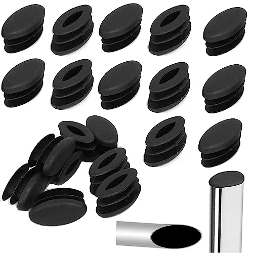 Atack-B 32 Stück Lamellenstopfen Stuhlbeinkappen Stuhl Abdeckkappen Fußkappen für Gartenstühle Oval Stuhlbeinkappen Möbel Schutzkappen Ovalrohre Rohrkappen Stopfen Endkappen Kunststoff (15x30mm,Schwarz)