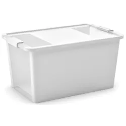 Keter Germany GmbH KIS Bi Box Allzweckbox L, 40 Liter, Mit Deckel, Maße: 55 x 35 x H 28 cm, Farbe: Weiß / Transparent 237251