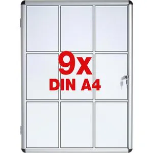 Bi-Office Schaukasten Enclore VT630109150 - Abschließbarer Schaukasten für Innen, ideal zur sicheren Präsentation von 9 x A4-Dokumenten. Mit magnetischer Rückwand und schlagfestem Acrylglas, perfekt für Büros und öffentliche Räume.