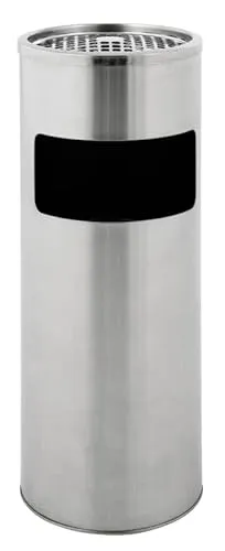 PROREGAL Runder Kombiascher | 12,5 Liter, HxØ 61x25cm | Verzinkter Inneneimer | Edelstahl/Silber