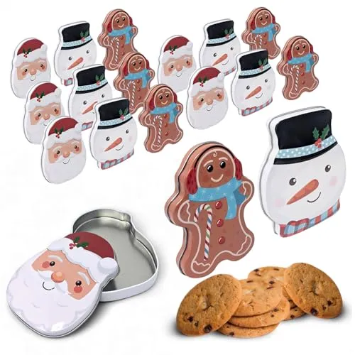 com-four® 18x Weihnachts-Keksdose, Blechdose für Plätzchen und Süßigkeiten