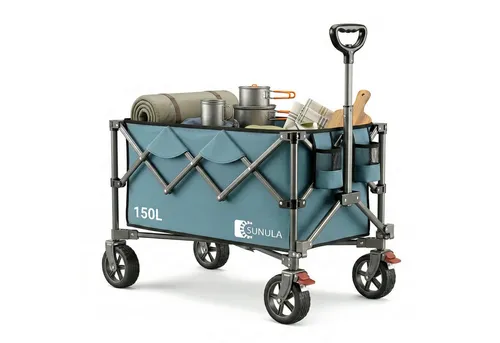 SUNULA Faltbarer Bollerwagen – 150 L Gartenwagen bis 150 kg - Bollerwagen aus robustem 600D Oxford-Stoff, ideal für Garten und Freizeit. Hohe Traglast von 150 kg und leichtes Eigengewicht von nur 7,5 kg.