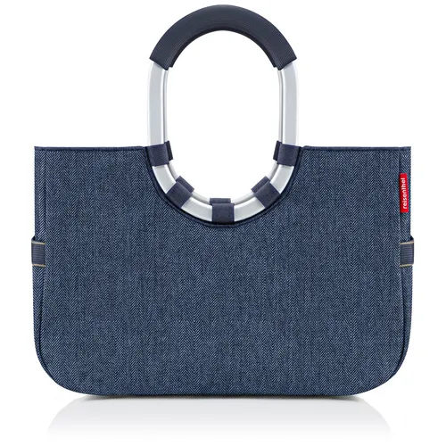 Reisenthel Shopping Loopshopper M - Eleganter Einkaufsshopper 40 cm in Herringbone Dark Blue, nachhaltig aus recycelten PET-Flaschen mit herausnehmbarer Innentasche und viel Stauraum