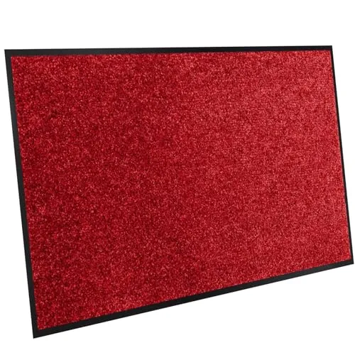 ANRO Fußmatte Schmutzfangmatte mit Gummirand Amigo Türmatte Fußabtreter für Haustür innen und außen rutschfest waschbar Rot 60x80cm