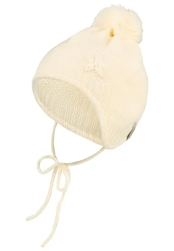 Sterntaler Mädchen Bommelmütze Blume, Ecru, Größe 45 von Sterntaler