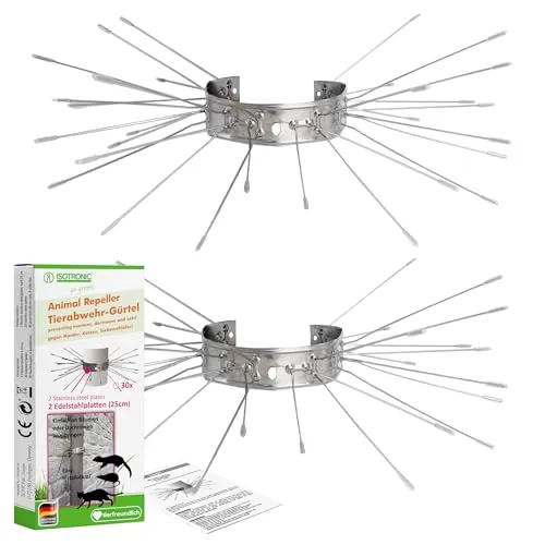 ISOTRONIC Marderabwehrgürtel 2er Set für Fallrohre I Marderabwehr aus Edelstahl für Haus Dachrinne und Baum - individuell anpassbare Marderabwehr (1)