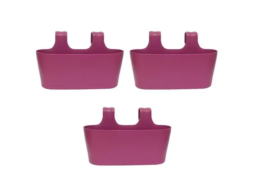 Engelland Blumenkasten Blumentopf zum Hängen - Vorteils-Set 3 St. - Blumenkästen, UV-beständig und frostbeständig mit Wasserauffangschalen, ideal für Balkon und Terrasse – jedes Topf hat ein Fassungsvermögen von 5,5 Litern.