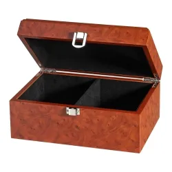 Schachfigurenbox Exklusiv - Wurzelholzdesign - 2 Fächer - Gesellschaftsspiel mit edlem Wurzelholzdesign, perfekt zur Aufbewahrung deiner Schachfiguren und ideal für stilvolle Spieleabende.